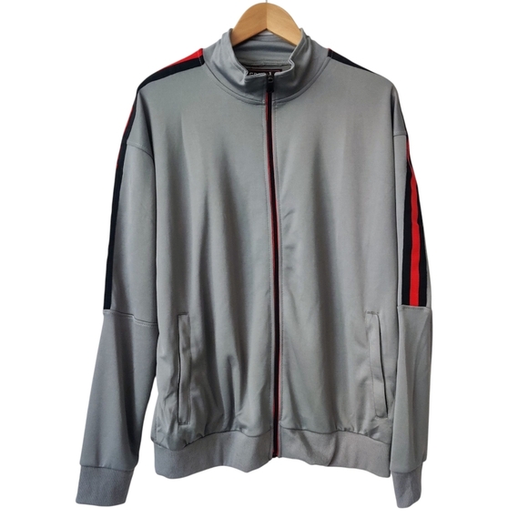 GALAXY By Harvic Track Jacket XL Gray  Stripe Full Zip Men's NWT - Picture 1 of 9